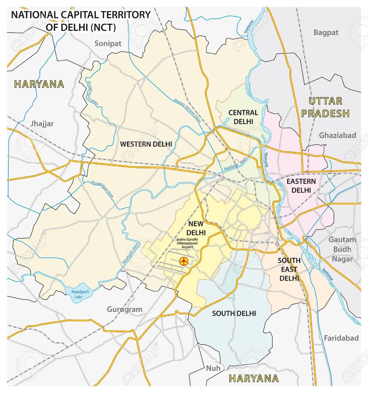 新德里的机场地图