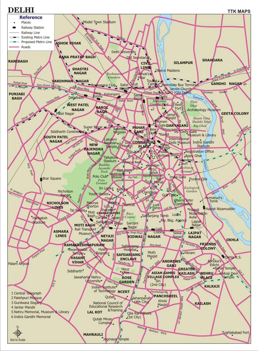 新德里道路地图